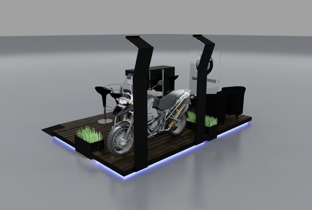 Booth Motorcicle 3D Model .c4d .max .obj .3ds .fbx .stl .blend 