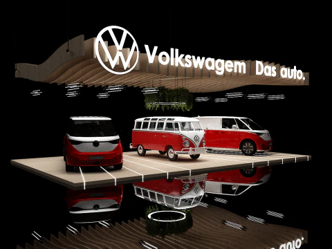 Esposizione di automobili con stand Modello 3D