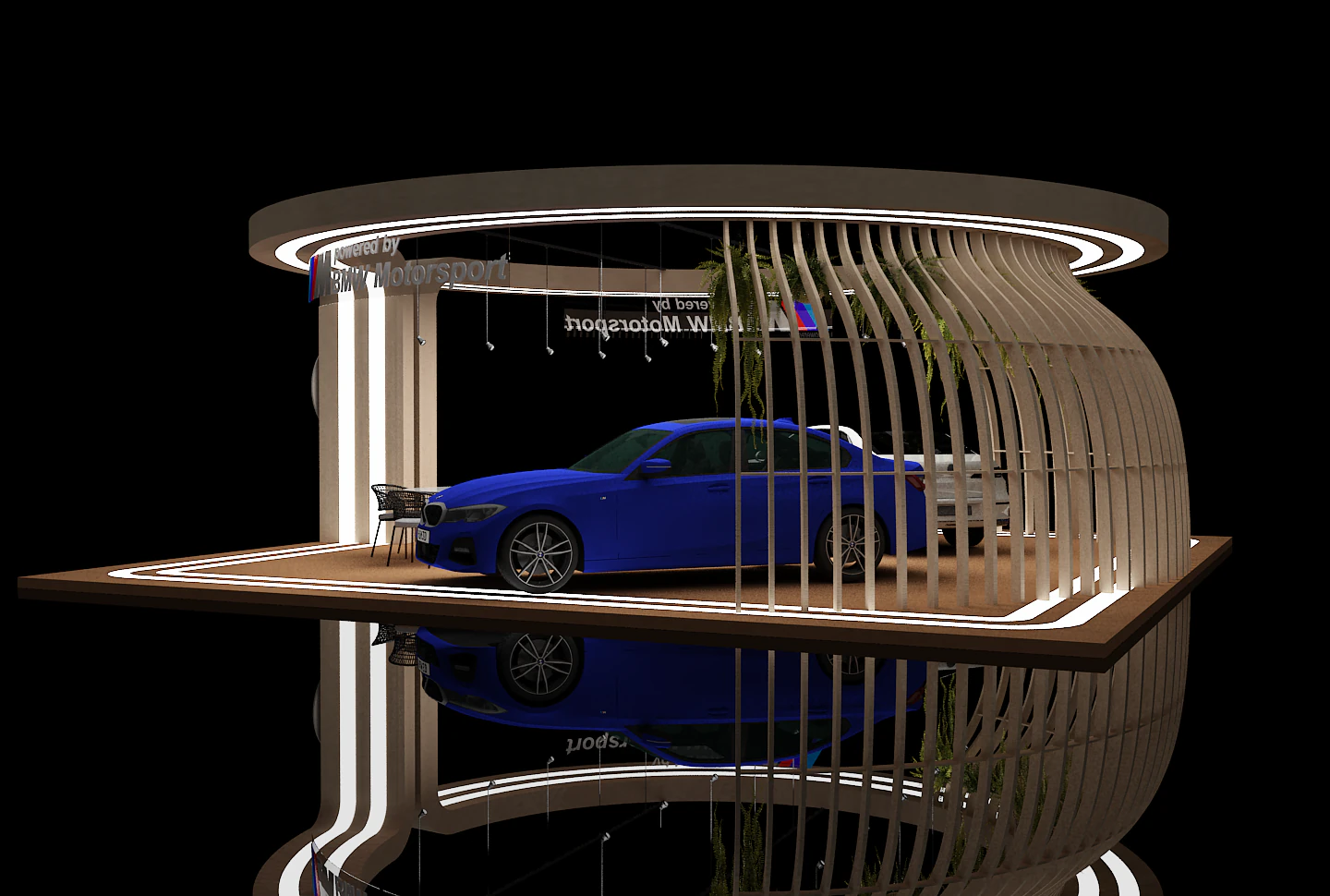 Booth Car Exposition 3D Model .c4d .max .obj .3ds .fbx .stl .blend 