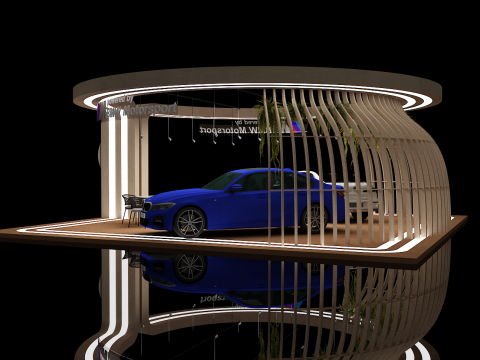 Booth Car Exposition 3D Model