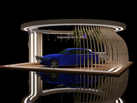 Esposizione di automobili con stand Modello 3D