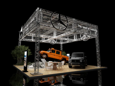 Estande de Exposi&ccedil;&atilde;o de Carros Mercedes Modelo 3D