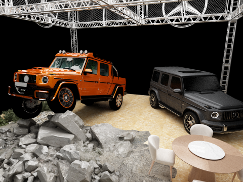 Booth Car Exposition Mercedes 3Dモデル