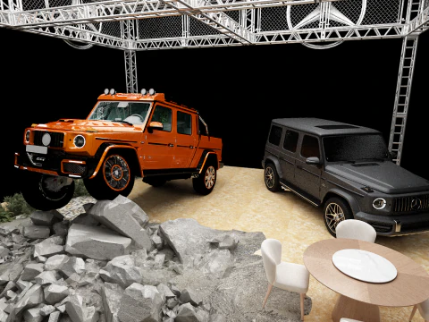 Booth Car Exposition Mercedes 3D Model