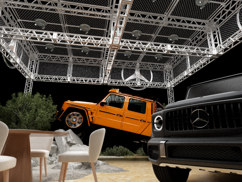Booth Car Exposition Mercedes 3Dモデル