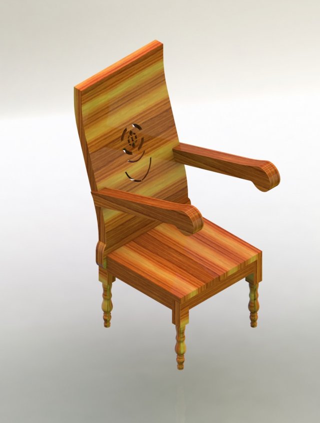 wooden classic supportive chair Model 3D .c4d .max .obj .3ds .fbx .stl .blend