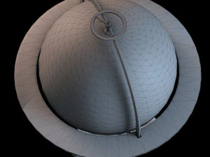 vintage world globe on wooden stand pbr- 3D Model