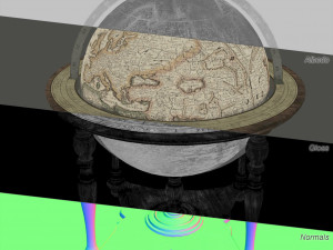 vintage world globe on wooden stand pbr- Model 3D
