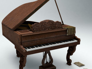 Rococo carved grand piano pbr 3D Model