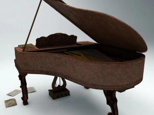 Rococo carved grand piano pbr 3D Model