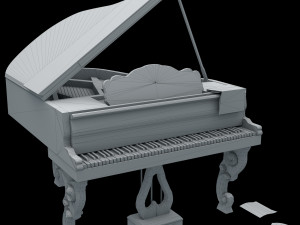 Rococo carved grand piano pbr 3D Model