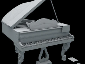 Rococo carved grand piano pbr 3D Model