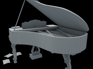 Rococo carved grand piano pbr 3D Model