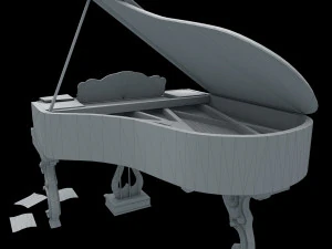 Rococo carved grand piano pbr 3D Model