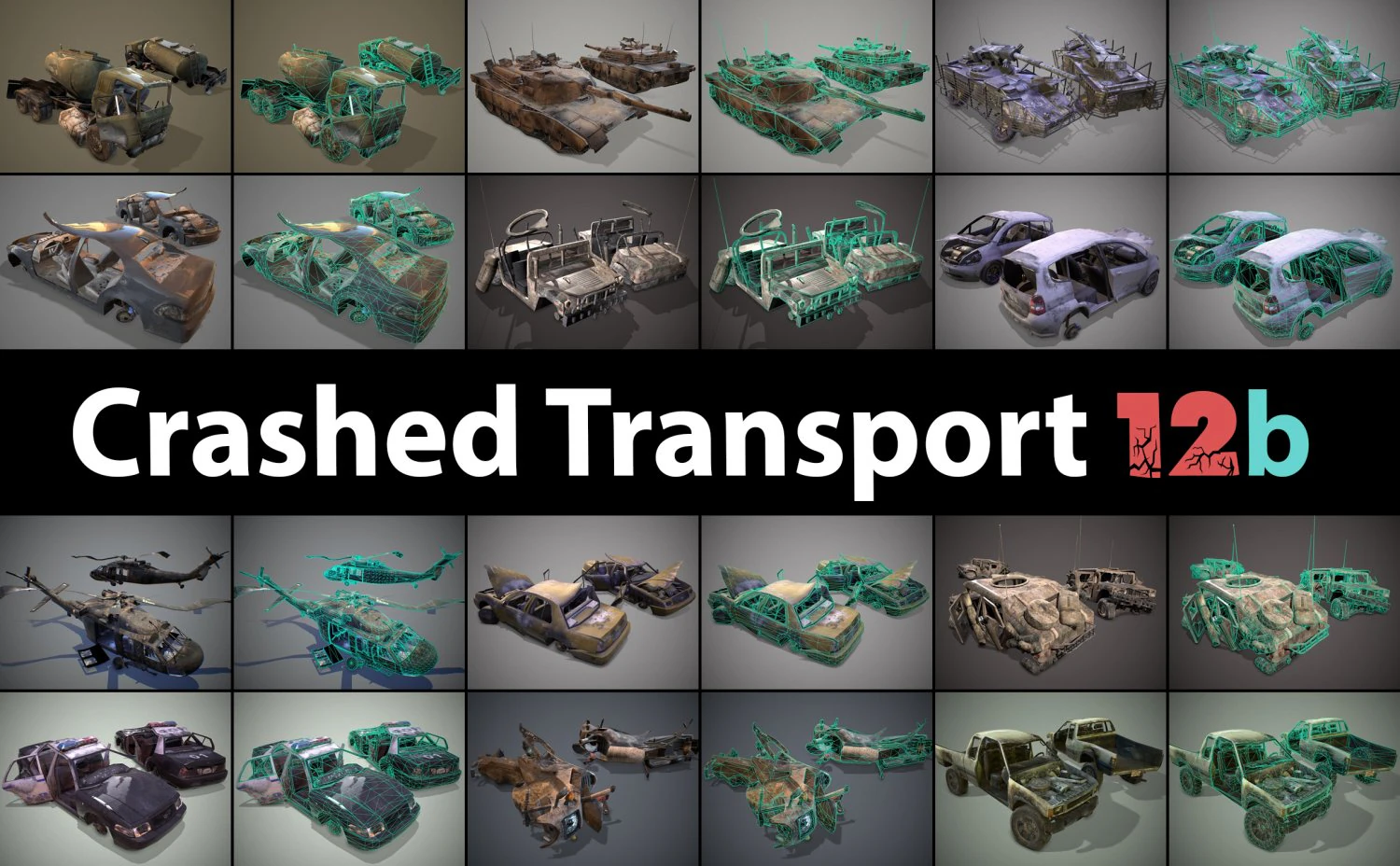 Crashed transport 12b 3D Model .c4d .max .obj .3ds .fbx .stl .blend 