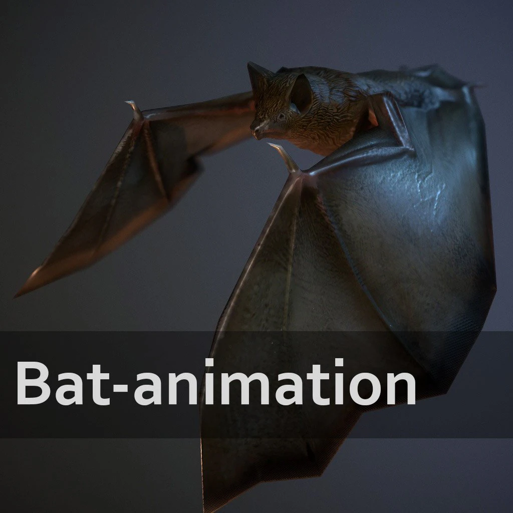 bat animation pbr low-poly 3D Model .c4d .max .obj .3ds .fbx .stl .blend 