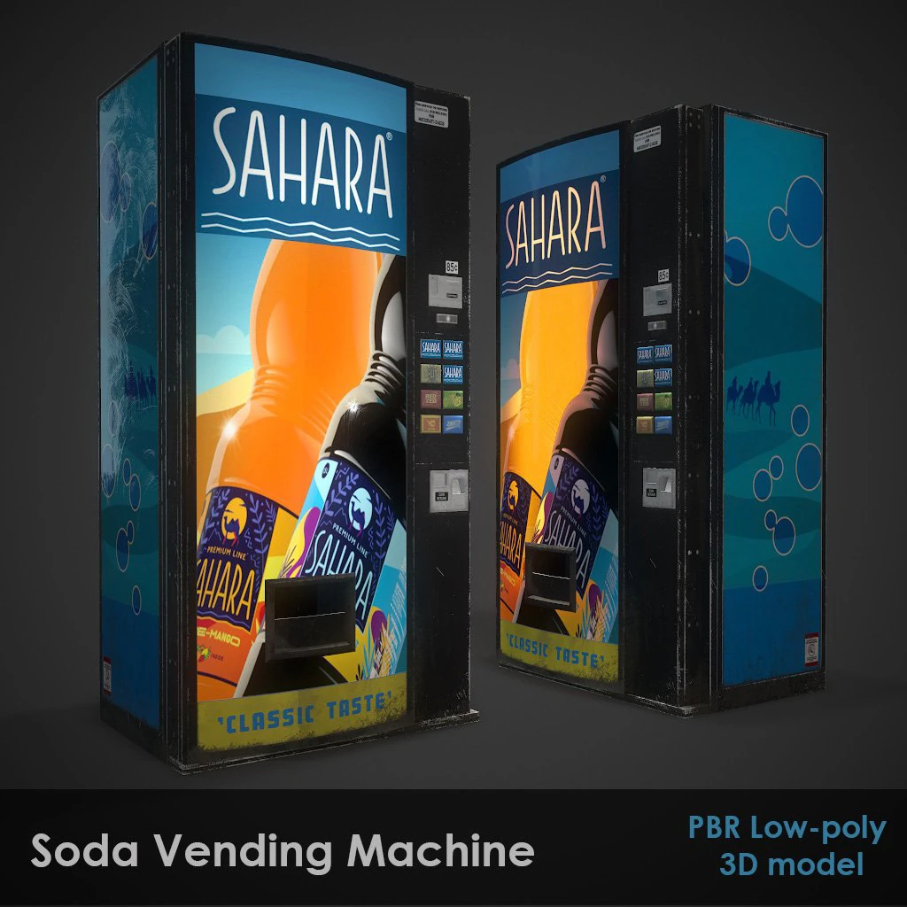 soda vending machine-pbr game redy low-poly 3D Model .c4d .max .obj .3ds .fbx .stl .blend 