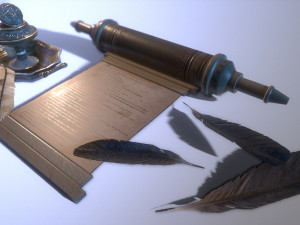 fountain pen with inkwell pbr low-poly 3D Модель