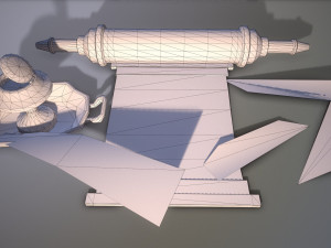 fountain pen with inkwell pbr low-poly 3D Модель