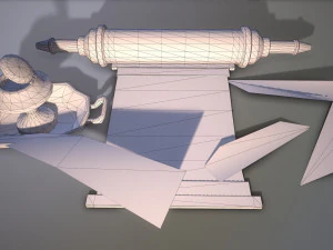 钢笔与墨水池 PBR 低聚 3D 模型