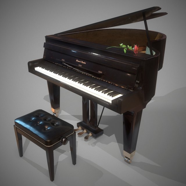 grand piano mason hamlin low-poly 3D Модель .c4d .max .obj .3ds .fbx .stl .blend 