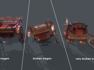 medieval wagon low-poly 3D Модель