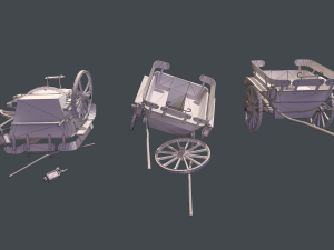 medieval wagon low-poly 3D Модель