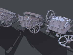 medieval wagon low-poly 3D Модель