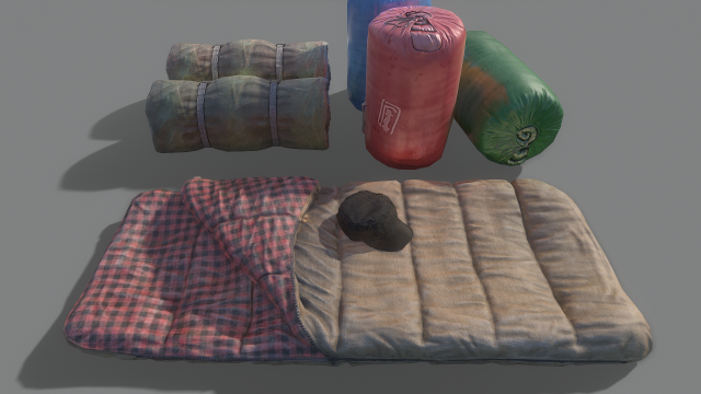 Sleeping bag low-poly 3D Model .c4d .max .obj .3ds .fbx .stl .blend 