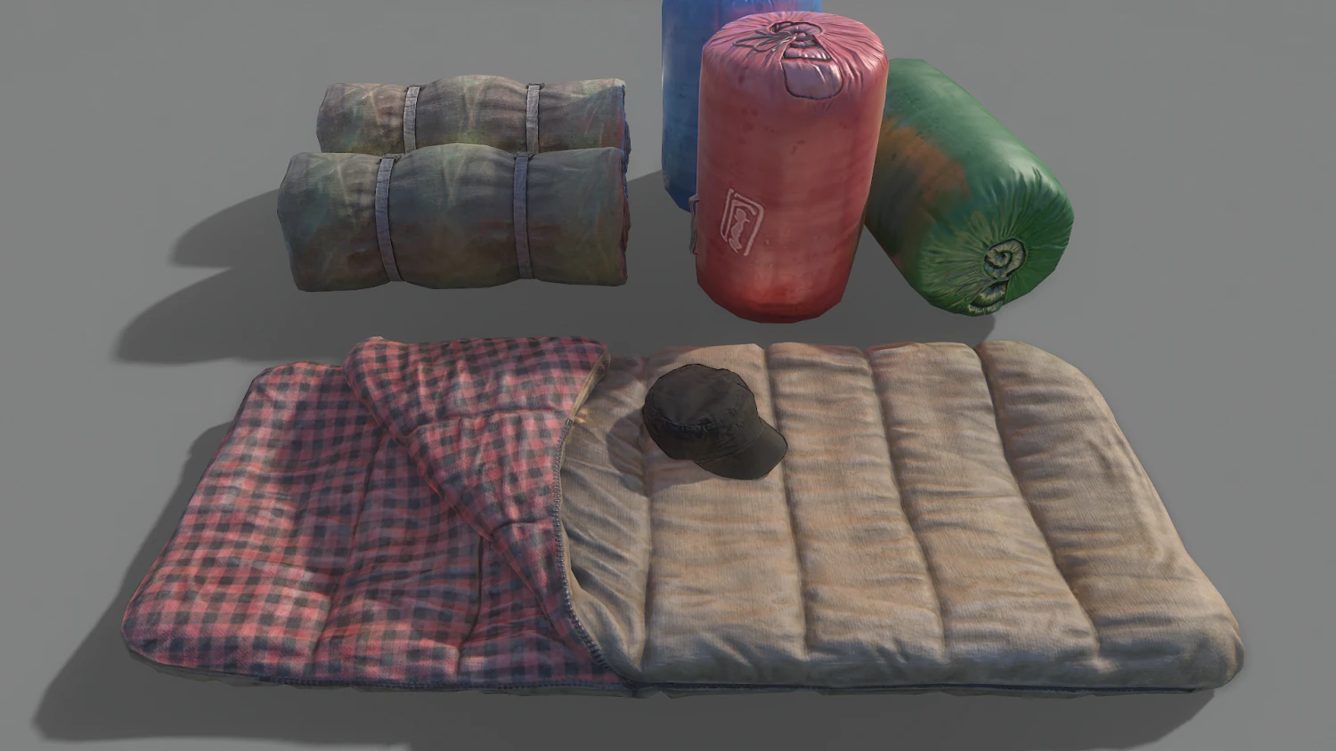 寝袋ローポリ 3Dモデル .c4d .max .obj .3ds .fbx .stl .blend 