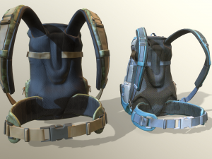 2 travel backpacks low-poly 3D मॉडल