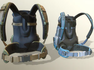 2 travel backpacks low-poly 3D Model