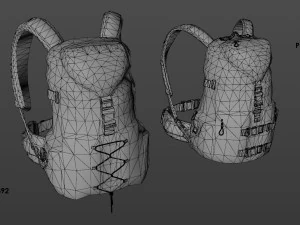 2 travel backpacks low-poly 3D Model