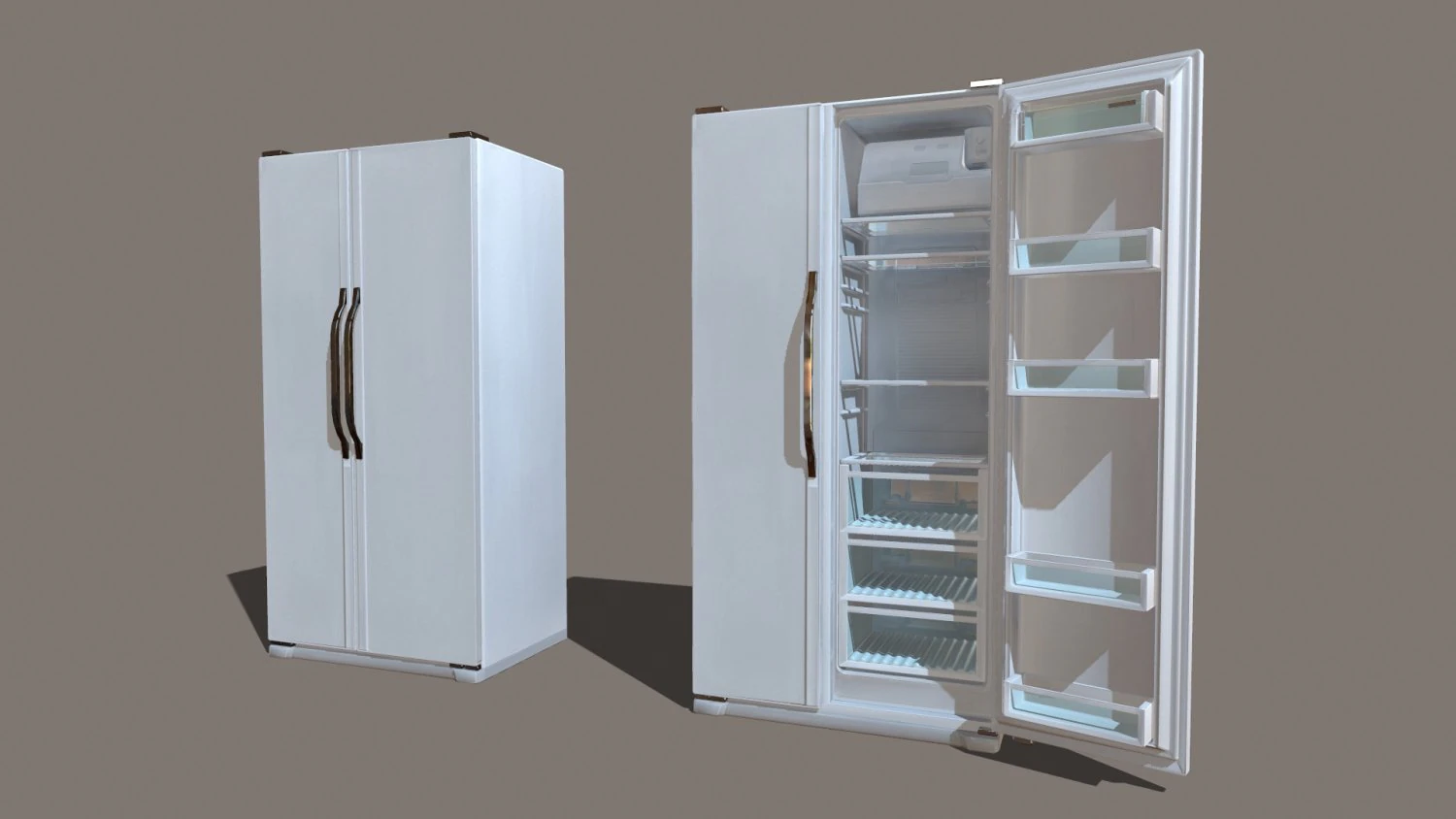 double door fridge low-poly 3D Model .c4d .max .obj .3ds .fbx .stl .blend