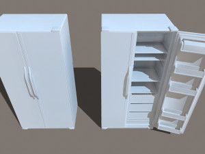 double door fridge low-poly Modelo 3D