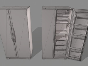 double door fridge low-poly Modelo 3D