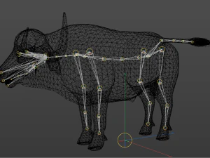 Бык и носорог сражаются в низкополигональной игре 3D Модель