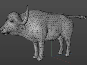 Бык и носорог сражаются в низкополигональной игре 3D Модель