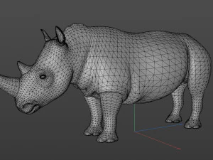 Бык и носорог сражаются в низкополигональной игре 3D Модель