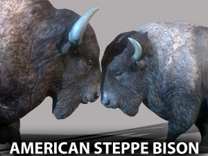 american steppe bison low-poly 3D Model