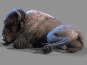 American steppe bison low-poly 3D Model