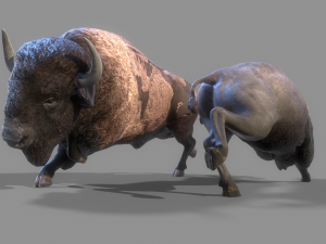 American steppe bison low-poly 3D Model
