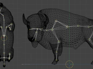 American steppe bison low-poly 3D Model
