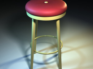 bar stool red cap 3D Model