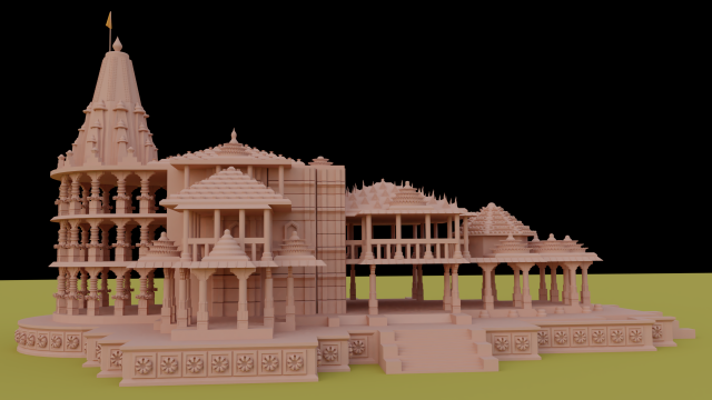 shri ram mandir 3D Model .c4d .max .obj .3ds .fbx .stl .blend 