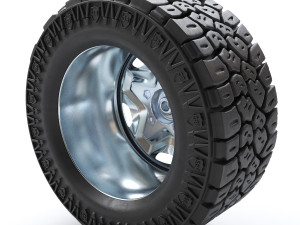 3d dirty and clean hi poly offroad tires with rim model 3D Model
