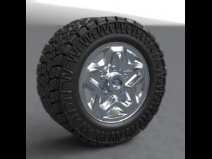 3d dirty and clean hi poly offroad tires with rim model 3D Model