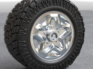 3d dirty and clean hi poly offroad tires with rim model 3D Model