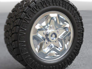 3d dirty and clean hi poly offroad tires with rim model 3D Model
