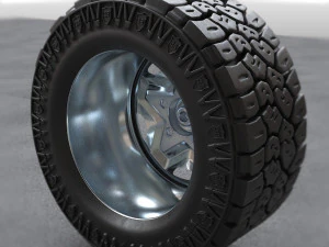 3d dirty and clean hi poly offroad tires with rim model 3D Model